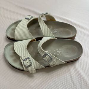 Birkenstock Mint Green/White Striped Double Strap Sandals Size Ladies 8 Men’s 6
